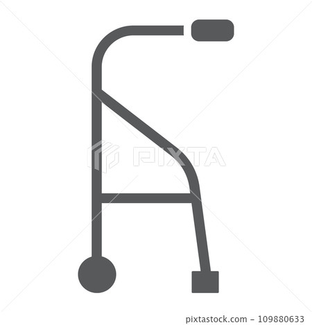 Walkers glyph icon, medical and equipment, walking sticks for seniors sign, vector graphics, a solid pattern on a white background. 109880633