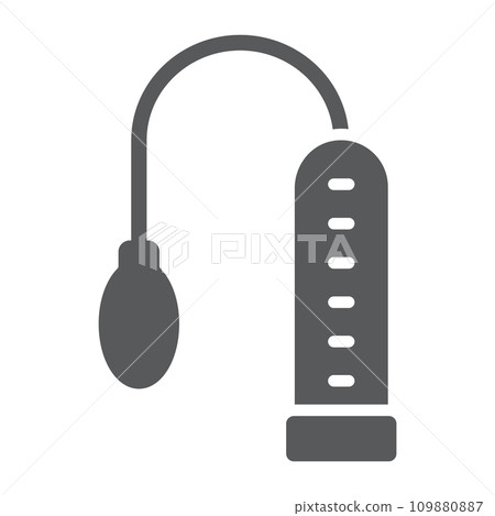 Penis pump glyph icon, sex toy and adult, sex vacuum sign, vector graphics, a solid pattern on a white background, eps 10. Penis pump glyph icon, sex toy and adult, sex vacuum sign, vector graphics, a solid pattern on a white background, eps 10. 109880887