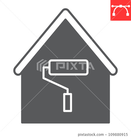 Renovation glyph icon, real estate and paint roller, home repair vector icon, vector graphics, editable stroke solid sign, eps 10. Renovation glyph icon, real estate and paint roller, home repair vector icon, vector graphics, editable stroke solid sign, eps 10. 109880915