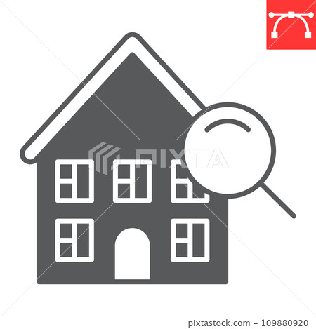 House search glyph icon, real estate and find, home search vector icon, vector graphics, editable stroke outline sign, eps 10. 109880920