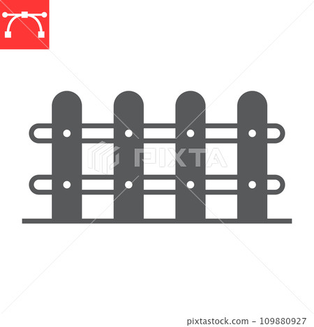 Fence glyph icon, farm and decor, wooden fence vector icon, vector graphics, editable stroke solid sign, eps 10. 109880927