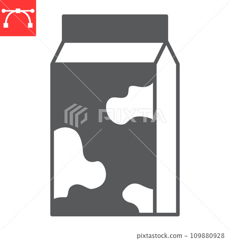 Milk glyph icon, farm and dairy, Milk carton with cow pattern vector icon, vector graphics, editable stroke solid sign, eps 10. Milk glyph icon, farm and dairy, Milk carton with cow pattern vector icon, vector graphics, editable stroke solid sign, eps 10. 109880928