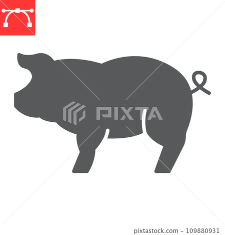 Pig glyph icon, farm and pork meat, pig body vector icon, vector graphics, editable stroke solid sign, eps 10. Pig glyph icon, farm and pork meat, pig body vector icon, vector graphics, editable stroke solid sign, eps 10. 109880931