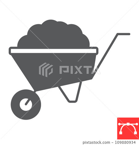 Wheelbarrow glyph icon, farm and agriculture, wheelbarrow cart vector icon, vector graphics, editable stroke solid sign, eps 10. Wheelbarrow glyph icon, farm and agriculture, wheelbarrow cart vector icon, vector graphics, editable stroke solid sign, eps 10. 109880934