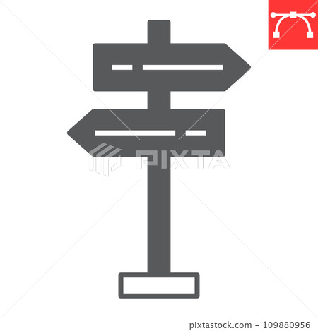 Signpost glyph icon, navigation and guidance, direction post vector icon, vector graphics, editable stroke solid sign, eps 10. Signpost glyph icon, navigation and guidance, direction post vector icon, vector graphics, editable stroke solid sign, eps 10. 109880956