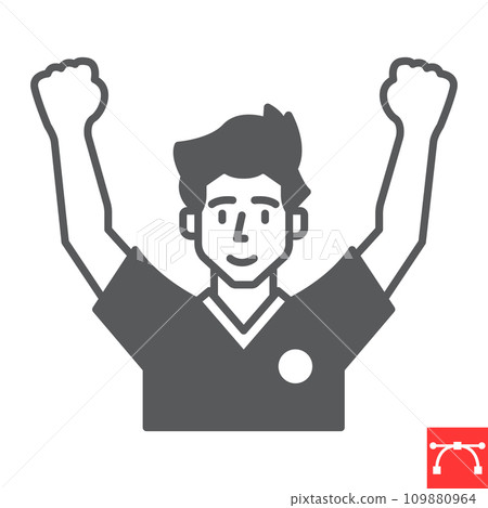Soccer fan glyph icon, sport and person, winner man vector icon, vector graphics, editable stroke solid sign, eps 10. Soccer fan glyph icon, sport and person, winner man vector icon, vector graphics, editable stroke solid sign, eps 10. 109880964