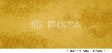 傳統日本金紙材料上帶有日本雲圖案的寬背景材料 109881500