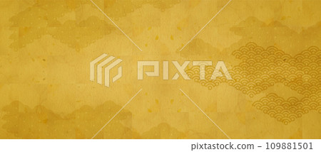 傳統日本金紙材料上帶有日本雲圖案的寬背景材料 109881501