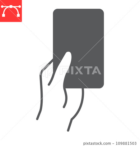 Referee card glyph icon, sport and judge, hand holding card vector icon, vector graphics, editable stroke solid sign, eps 10. 109881503