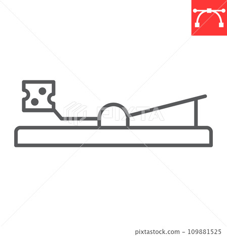 Mouse trap line icon, pest control and kill rat, mousetrap icon vector icon, vector graphics, editable stroke outline sign, eps 10. Mouse trap line icon, pest control and kill rat, mousetrap icon vector icon, vector graphics, editable stroke outline sign, eps 10. 109881525