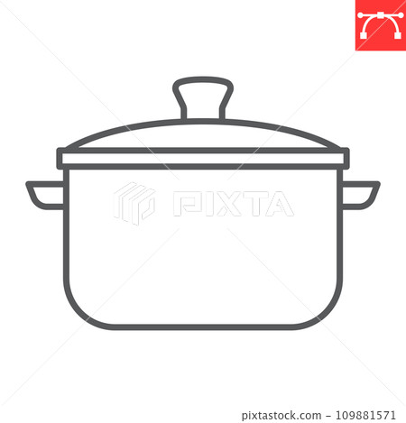 Cooking pot line icon, kitchen and kitchenware, saucepan vector icon, vector graphics, editable stroke outline sign, eps 10 Cooking pot line icon, kitchen and kitchenware, saucepan vector icon, vector graphics, editable stroke outline sign, eps 10 109881571