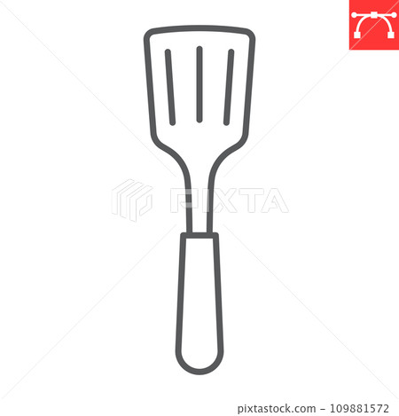 Slotted turner line icon, kitchen and kitchenware, slotted spatula vector icon, vector graphics, editable stroke outline sign, eps 10 109881572
