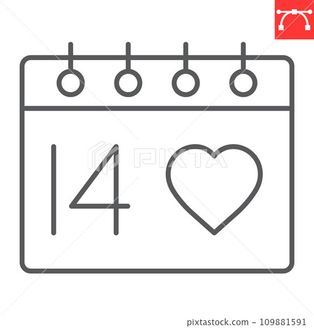 Valentines day calendar line icon, love and... - Stock Illustration  [109881591] - PIXTA