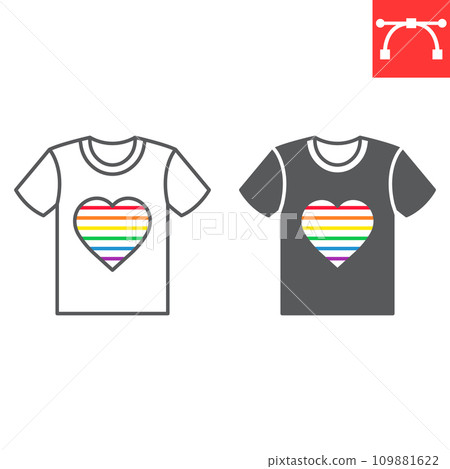 LGBT t-shirt line and glyph icon, LGBT and clothes, lgbt shirt vector icon, vector graphics, editable stroke outline sign, eps 10. LGBT t-shirt line and glyph icon, LGBT and clothes, lgbt shirt vector icon, vector graphics, editable stroke outline sign, eps 10. 109881622