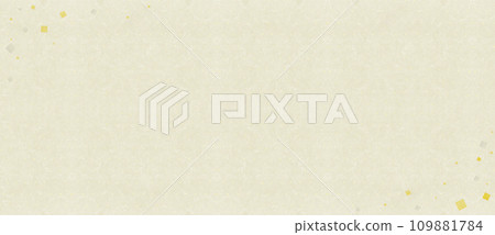 Gold leaf and silver parchment dancing on traditional Japanese paper, horizontal background material Gold leaf and silver parchment dancing on traditional Japanese paper, horizontal background material 109881784