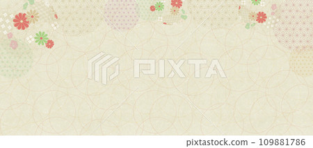 傳統日本紙上帶有花卉和日本圖案的可愛設計材料 109881786