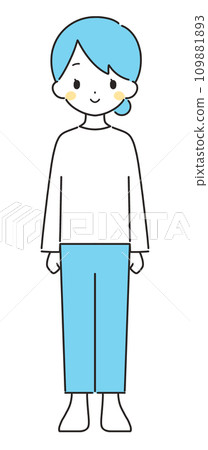 Light blue | Smiling woman illustration | Casual clothes 109881893