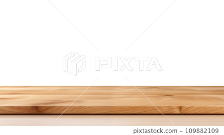 Front View Wooden Tabletop with Clear Space, Studio Shot 109882109