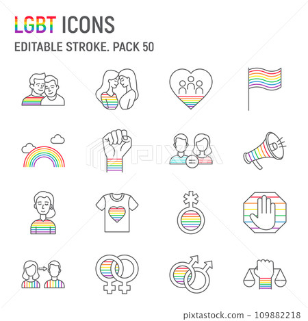 LGBT line icon set, lgbtq collection, vector graphics, logo illustrations, pride month vector icons, gender signs, outline pictograms, editable stroke LGBT line icon set, lgbtq collection, vector graphics, logo illustrations, pride month vector icons, gender signs, outline pictograms, editable stroke 109882218