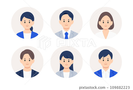 Business person male and female face icon set [person vector illustration material] 109882223