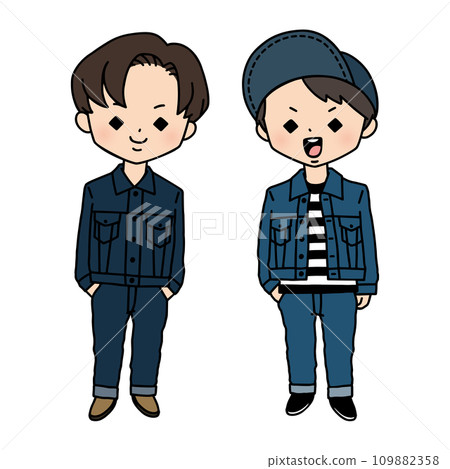 Twin-coordinated boy/denim setup Twin-coordinated boy/denim setup 109882358