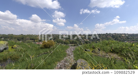 Path in the mountains 3D illustration 109882529