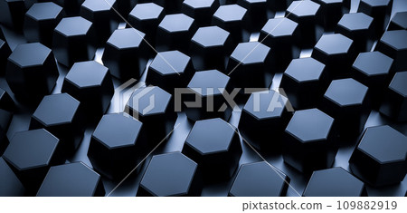 Background of abstract black 3d hexagon background design dark honeycomb grid pattern. Abstract octagons dark 3d background. Black geometric background for design. Background of abstract black 3d hexagon background design dark honeycomb grid pattern. Abstract octagons dark 3d background. Black geometric background for design. 109882919