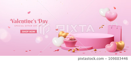 3D pink Valentine Day sale banner 3D pink Valentine Day sale banner 109883446