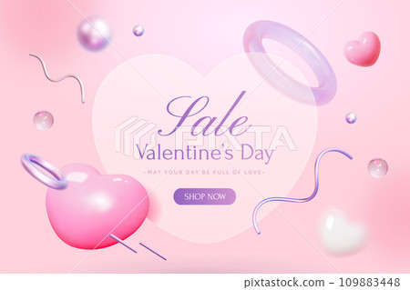 3D glassmorphism Valentine banner 109883448