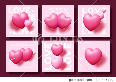 3D romantic Valentine template set 109883449