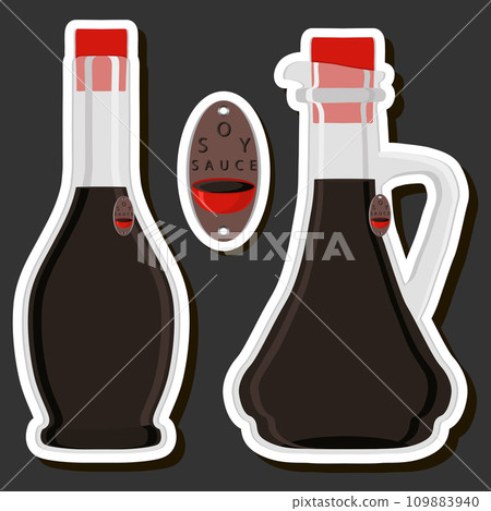 Illustration on theme big kit varied glass bottles filled liquid soy sauce Illustration on theme big kit varied glass bottles filled liquid soy sauce 109883940
