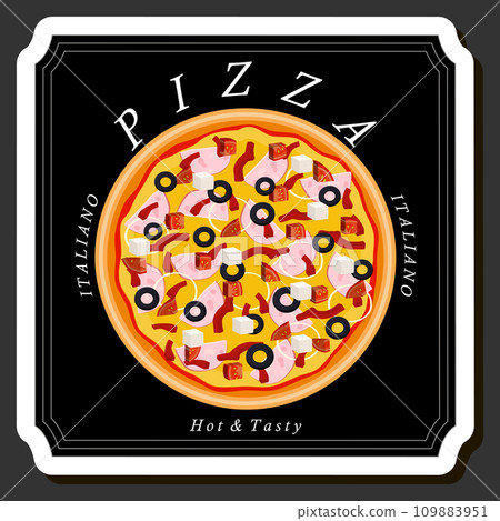 Illustration on theme big hot tasty pizza to pizzeria menu 109883951