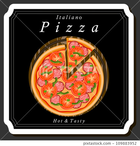Illustration on theme big hot tasty pizza to pizzeria menu 109883952