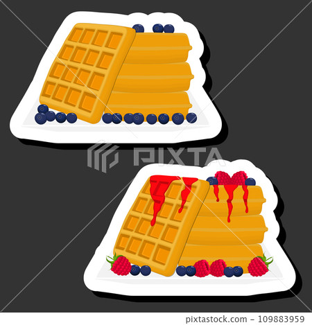 Illustration on theme ice cream on waffle with cell, dessert appetizing cookie 109883959