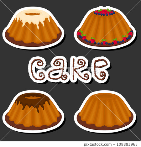Illustration on theme big set different types dessert sweet berry cake 109883965