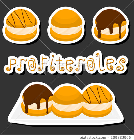 Illustration on theme fresh sweet tasty profiteroles of consisting various ingredients Illustration on theme fresh sweet tasty profiteroles of consisting various ingredients 109883966
