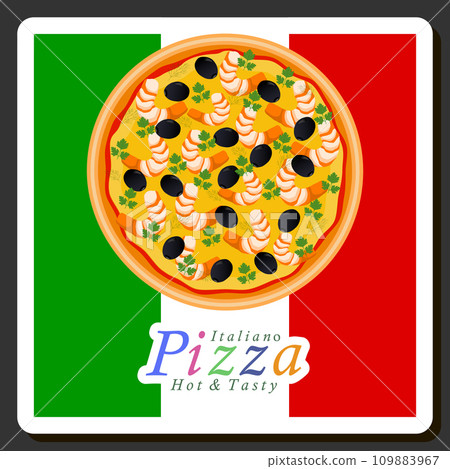 Illustration on theme big hot tasty pizza to pizzeria menu Illustration on theme big hot tasty pizza to pizzeria menu 109883967