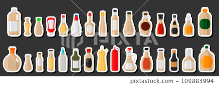 Illustration theme big kit varied glass bottles filled liquid sauce sesame 109883994