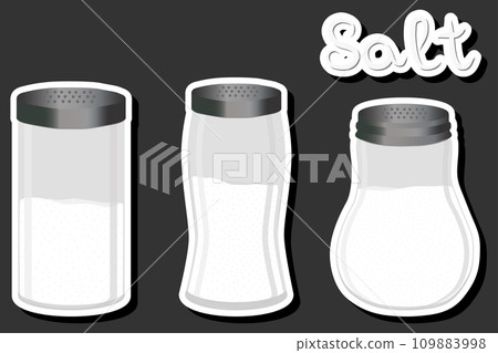 Illustration on theme big set different types ware filled salt for organic cooking 109883998
