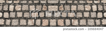 Masonry wall of stones or blocks. Rustic ancient stone wall with different size of rocks. 109884047