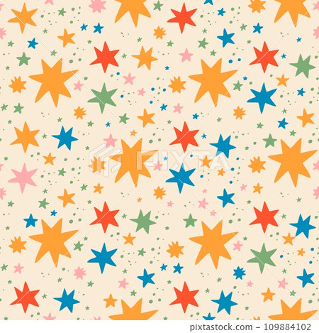 Seamless vector pattern in the form of stars. Freehand drawing style. Seamless vector pattern in the form of stars. Freehand drawing style. 109884102