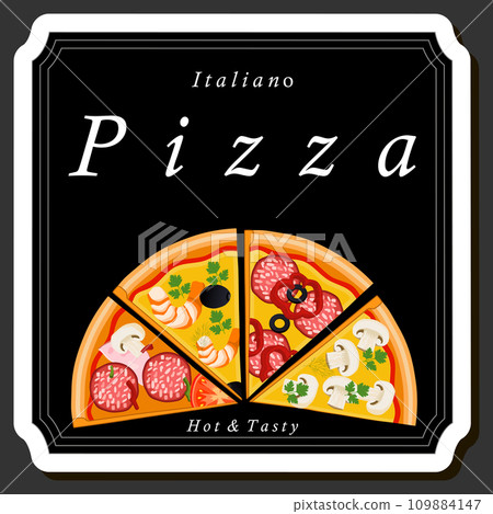 Illustration on theme big hot tasty pizza to pizzeria menu Illustration on theme big hot tasty pizza to pizzeria menu 109884147