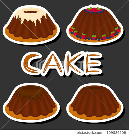 Illustration on theme big set different types dessert sweet berry cake Illustration on theme big set different types dessert sweet berry cake 109884206