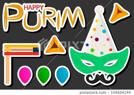 Beautiful illustration on theme of celebrating annual holiday Purim Beautiful illustration on theme of celebrating annual holiday Purim 109884244