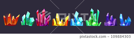 Clusters of colorful gemstone crystals 109884303
