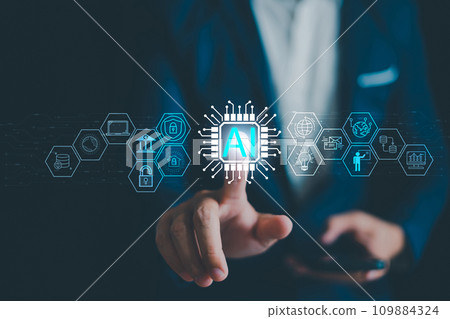 Ai tech and artificial intelligence use analytics, Connection information intelligence technology, Automation and autonomous brain. Big data management, Smart home, Bank security, cybersecurity of AI. Ai tech and artificial intelligence use analytics, Connection information intelligence technology, Automation and autonomous brain. Big data management, Smart home, Bank security, cybersecurity of AI. 109884324