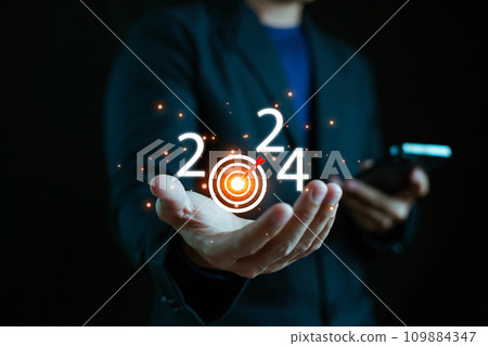 2024 new year, Market trends on 2024, Target and goal action plan for success growth, New business start up, increasing business, Challenge and business strategy, Business annual plan and development. 109884347