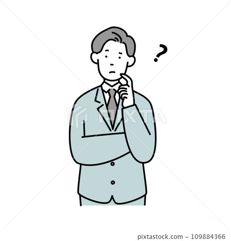 男性商務人士思考的插畫素材 男性商務人士思考的插畫素材 109884366