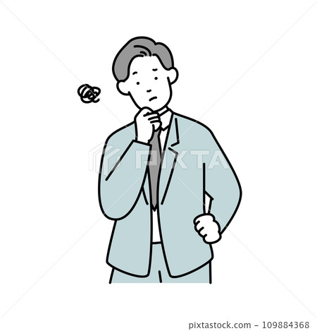 Illustration material of a male business person thinking Illustration material of a male business person thinking 109884368