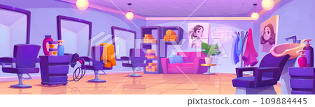 Beauty salon interior with furniture and equipment 109884445